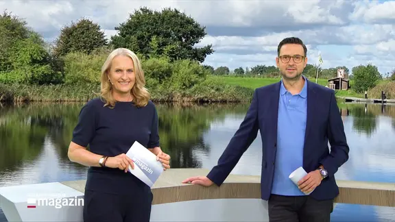 Harriet Heise und Christopher Scheffelmaier moderieren das Schleswig-Holstein Magazin.