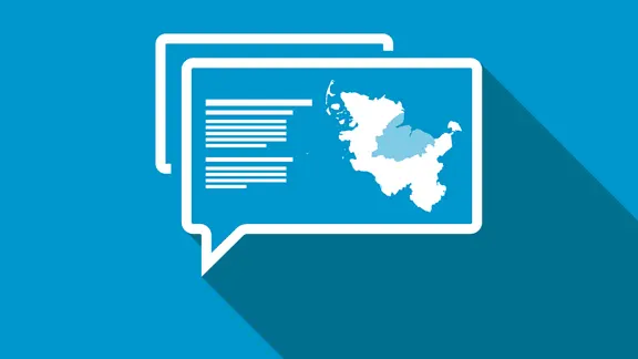 Grafik: Eine Sprechblase, die die Kontur des Landes Schleswig-Holstein darstellt. | NDR Grafik: Eine Sprechblase, die die Kontur des Landes Schleswig-Holstein darstellt.