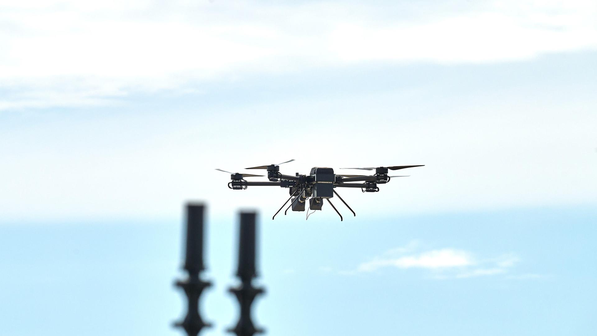 Vorfuehrung der Netzabfangdrohne A1 Falke bei einem Pressetermin.  | picture alliance / epd-bild | Christian Ditsch