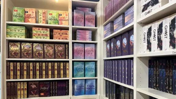 Neue Bücher auf einem Regal