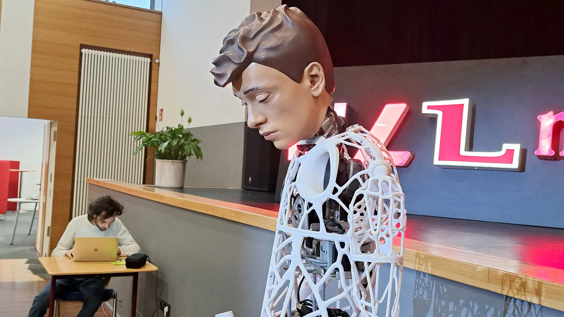 NDR image of Captcha humanoid robot at Willms Gymnasium