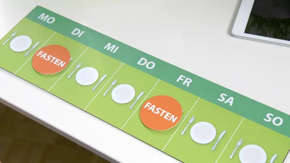 Ein Wochenplan mit zwei Fastentagen.