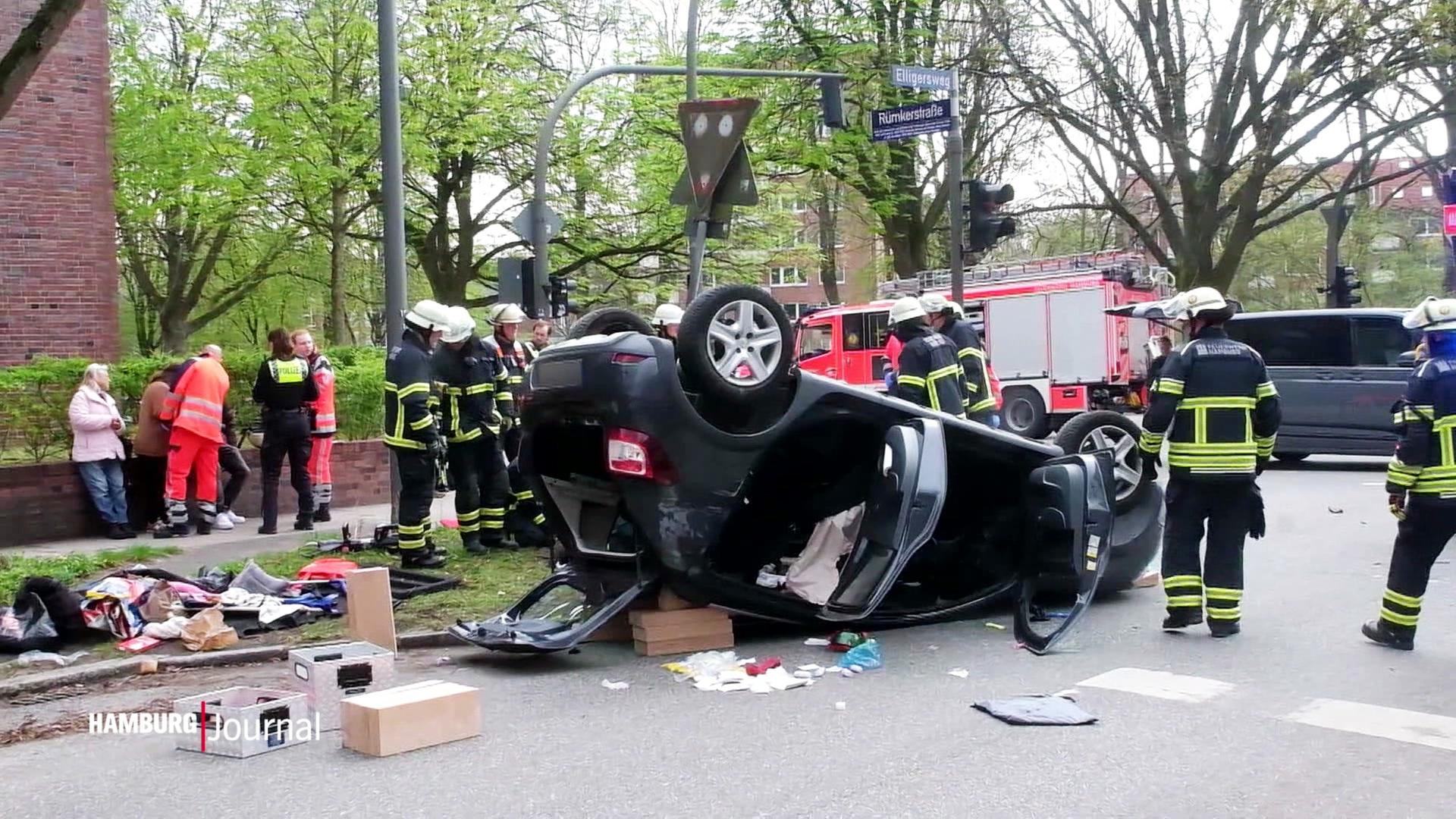 Verletzte bei schwerem Verkehrsunfall in Barmbek