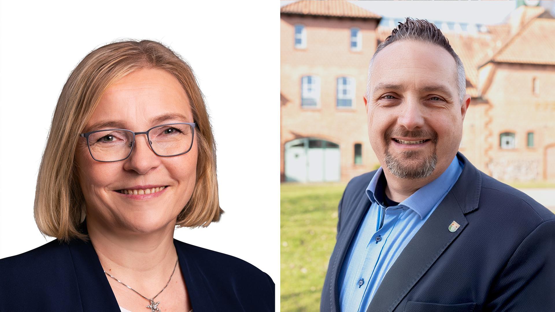 Eine Collage der beiden Bürgermeisterkandidaten von Ammersbek  | Jan-Christian Heth, Maike Gerstengrabe