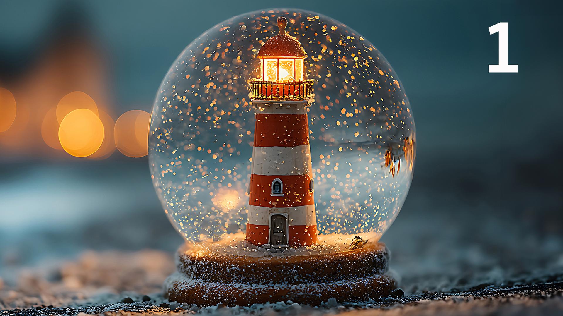 Ein Leuchturm in einer Schneekugel | AdobeStock