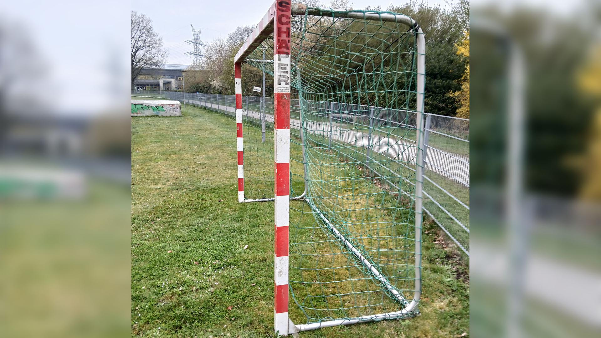 Ein Tor steht auf einem Rasen. | Polizei