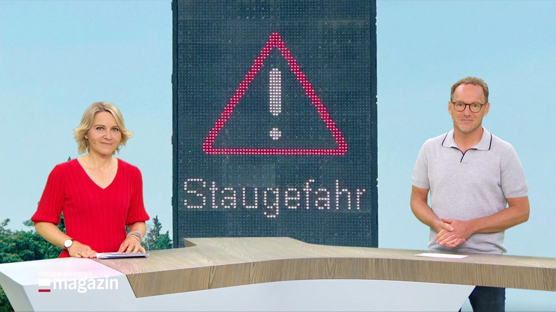 Marie-Luise Bram und Julian Krafftzig moderieren das Schleswig-Holstein Magazin. | Screenshot