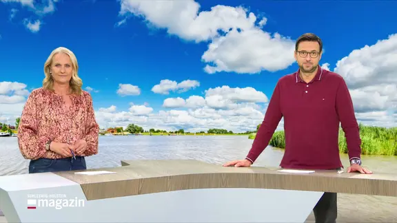 Harriet Heise und Christopher Scheffelmeier moderieren das Schleswig-Holstein Magazin