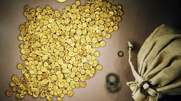 Goldmünzen im Keltenmuseum Manching