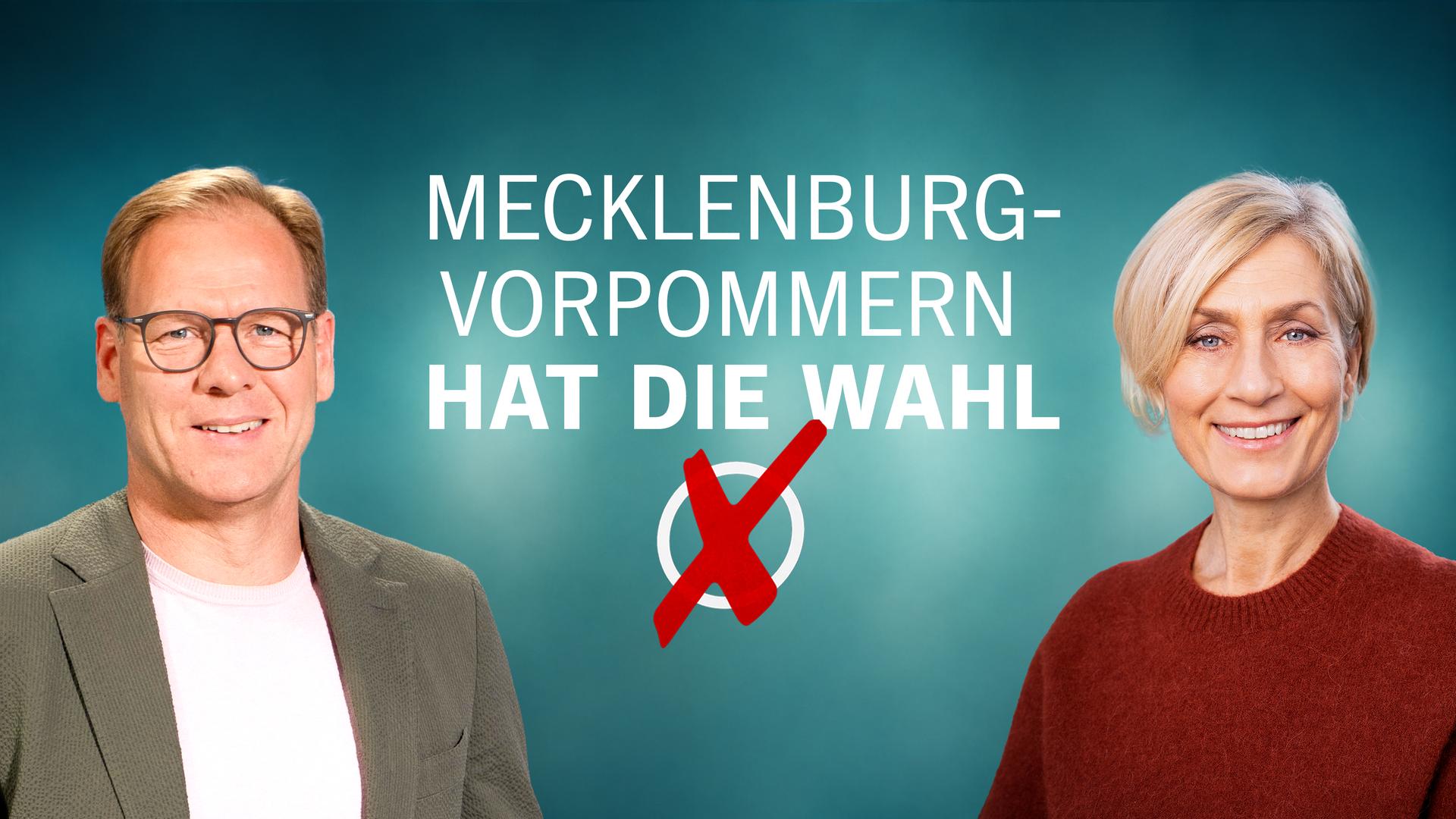 Thilo Tautz und Susanne Stichler moderieren die Debatte zur Landtagswahl in Mecklenburg-Vorpommern. | NDR/Janis Röhlig/Kristin Prüßing