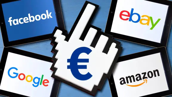 Tablet-PCs mit den Logos großer Internetunternehmen.