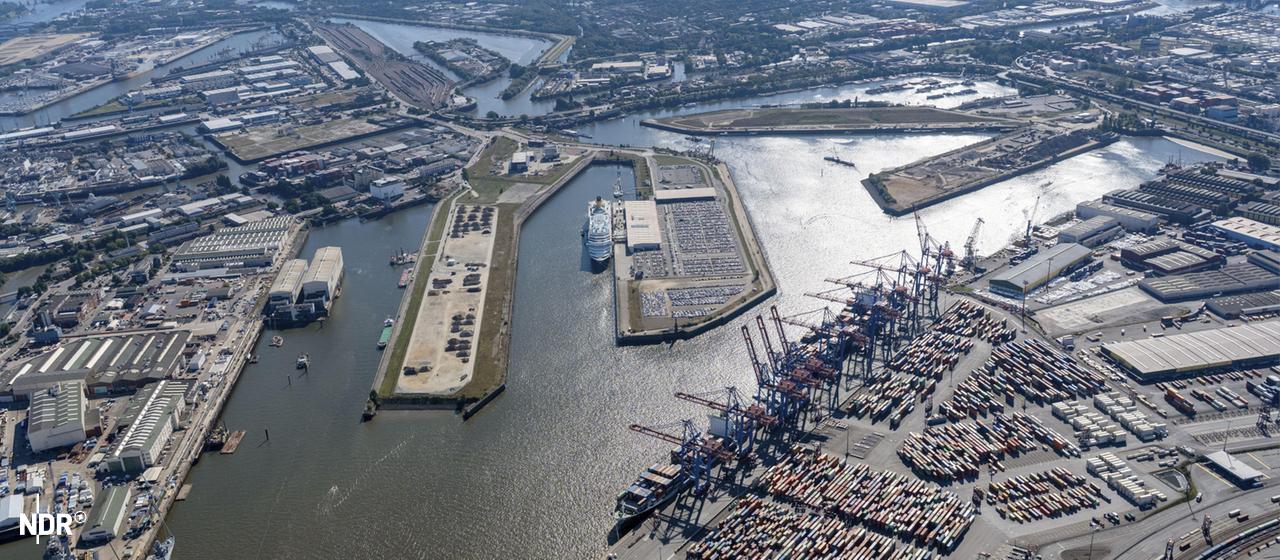 Der Hamburger Hafen aus der Vogelperspektive.
