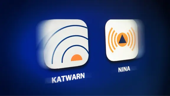 Das Logo der Apps KATWARN und NINA.