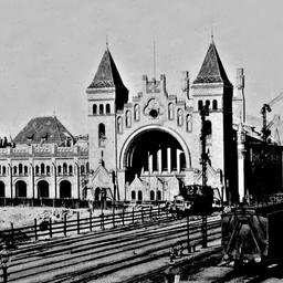 Neubau des zweiten Altonaer Bahnhofs mit Gleisanlagen um das Jahr 1896.