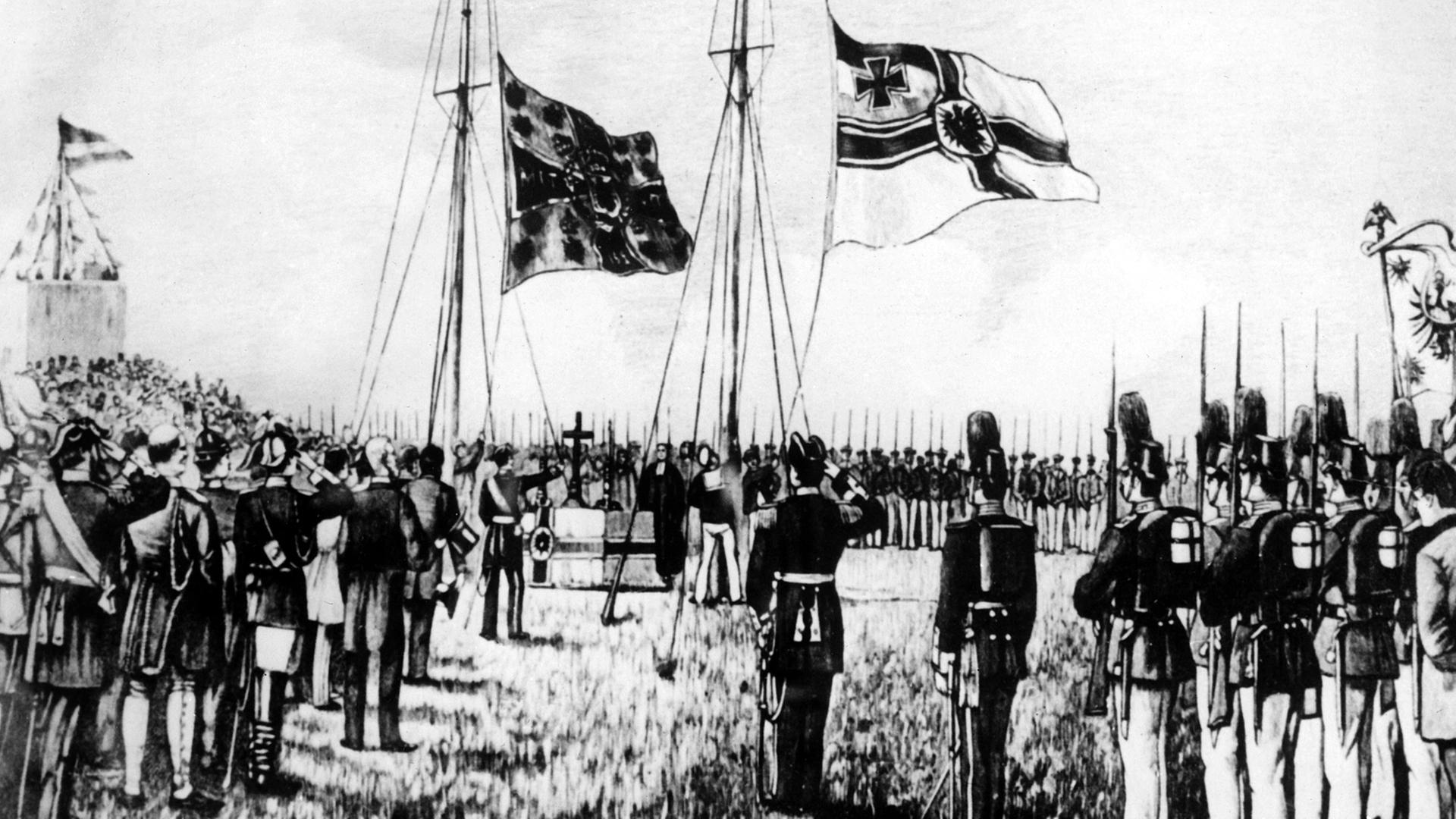 Bewohner von Helgoland huldigen 1890 Kaiser Wilhelm II.