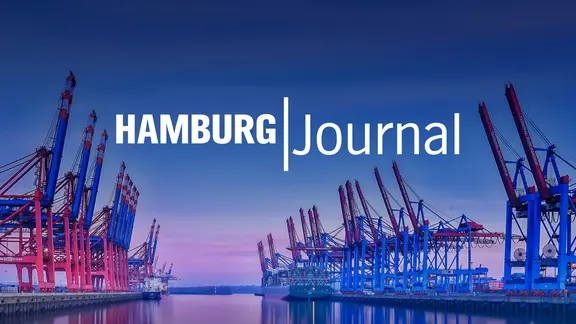 Logo "Hamburg Journal": Sonnenaufgang im Hamburger Hafen