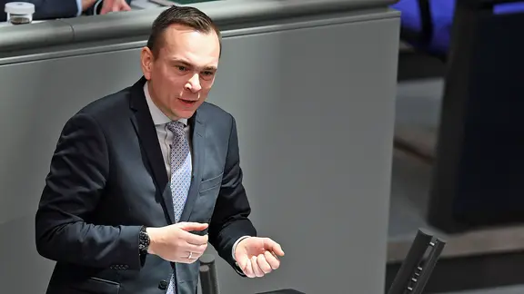Johannes Arlt (SPD) bei einer Rede im Bundestag.
