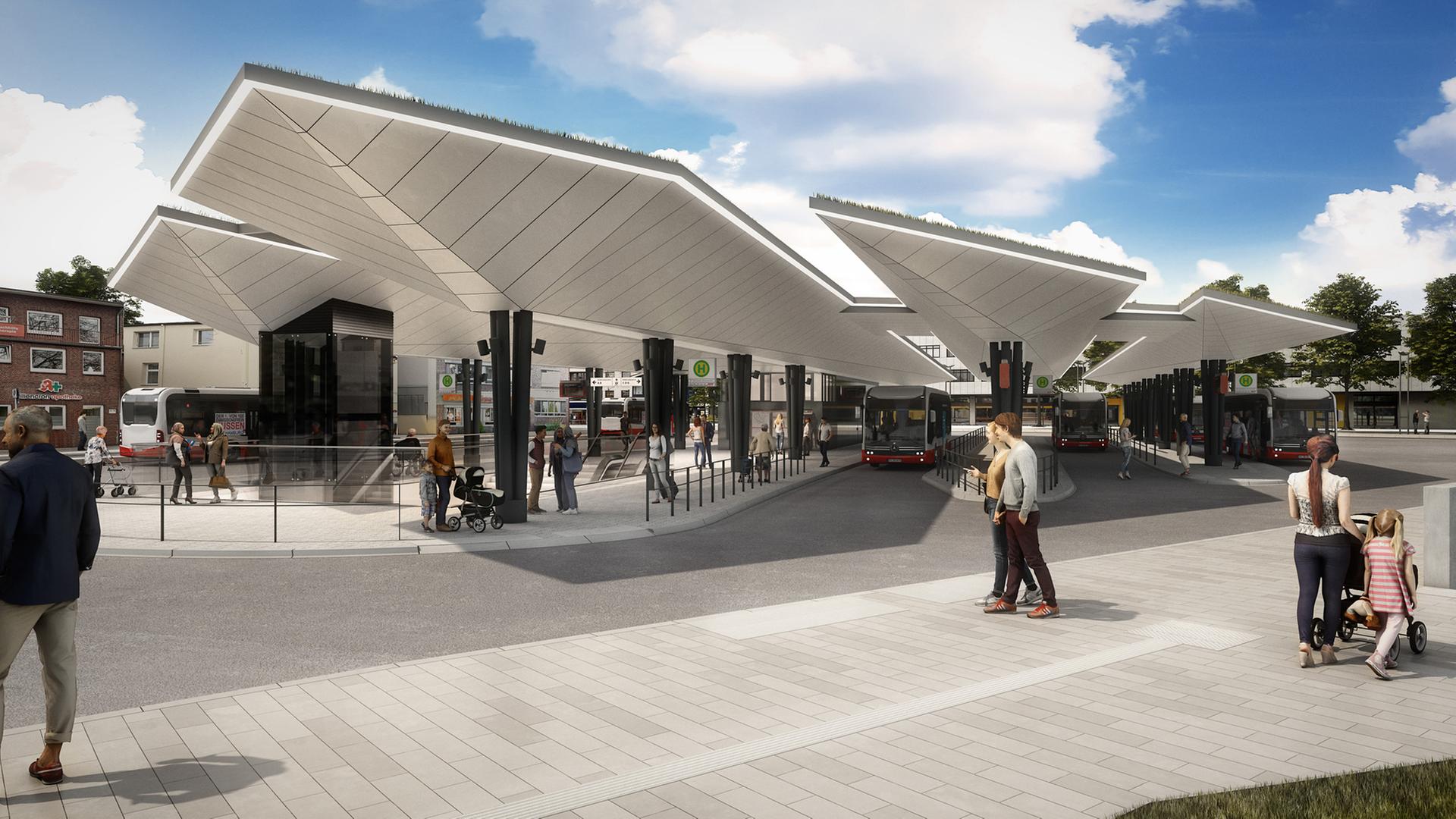 Busbahnhöfe in Harburg und Rahlstedt kurz vor der Fertigstellung Busbahnhöfe in Harburg und Rahlstedt kurz vor der Fertigstellung