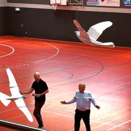Ingenieure stellen mit künstlichen Vögeln modernste Flugapparate vor.