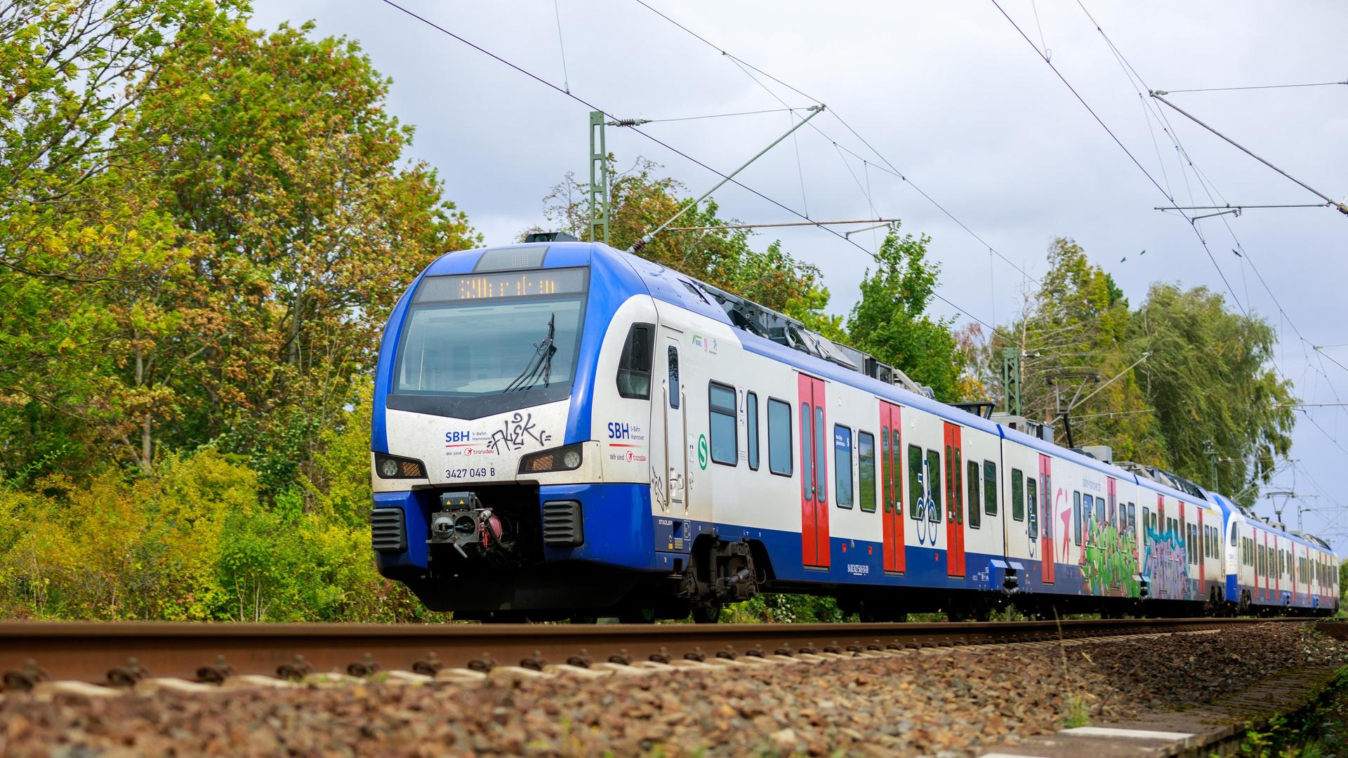 Eine S-Bahn fährt auf freier Strecke. | Filmbildfabrik/Shotshop/picture alliance