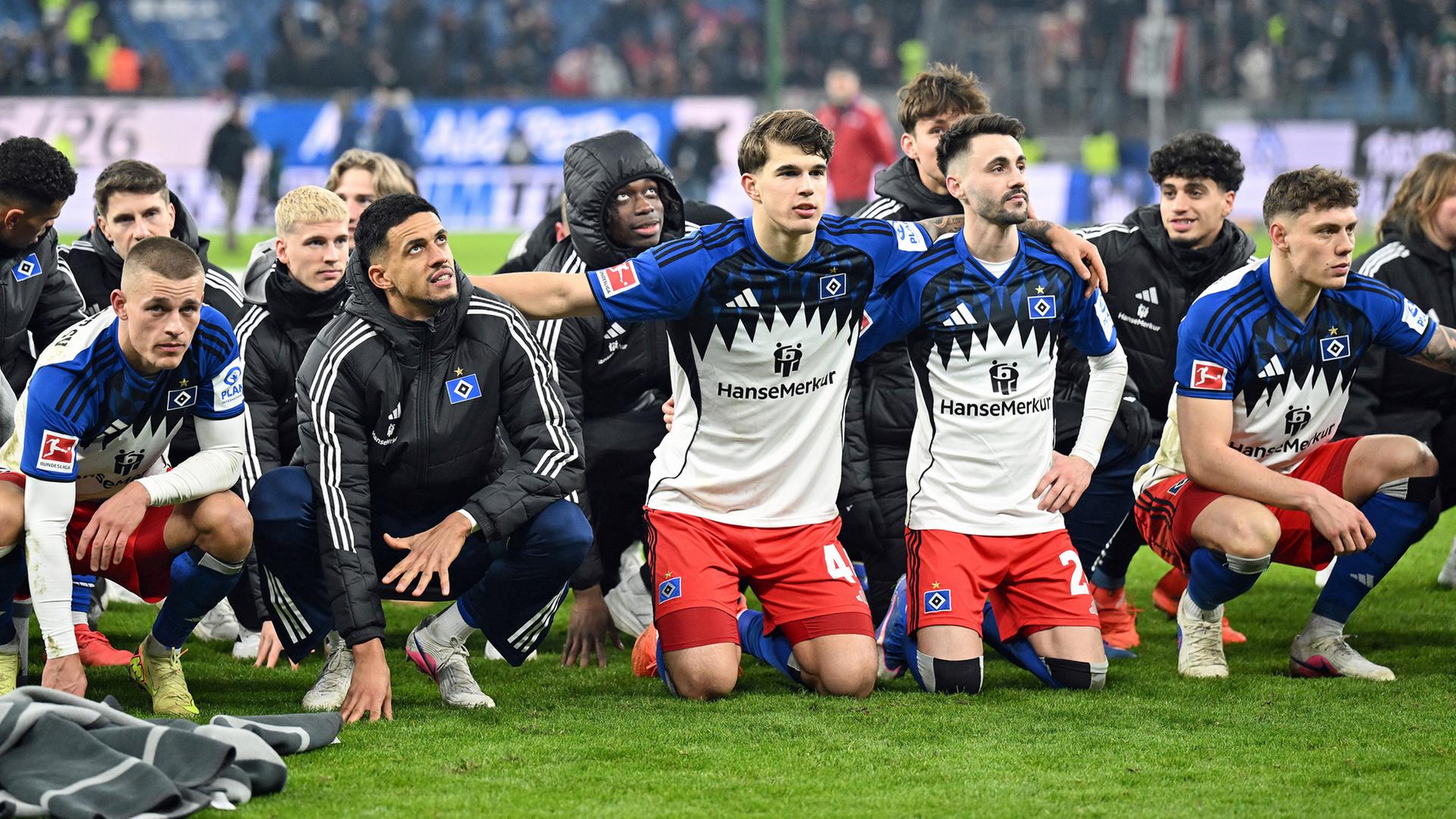 Das HSV-Team nach dem Sieg gegen Union Berlin | Witters