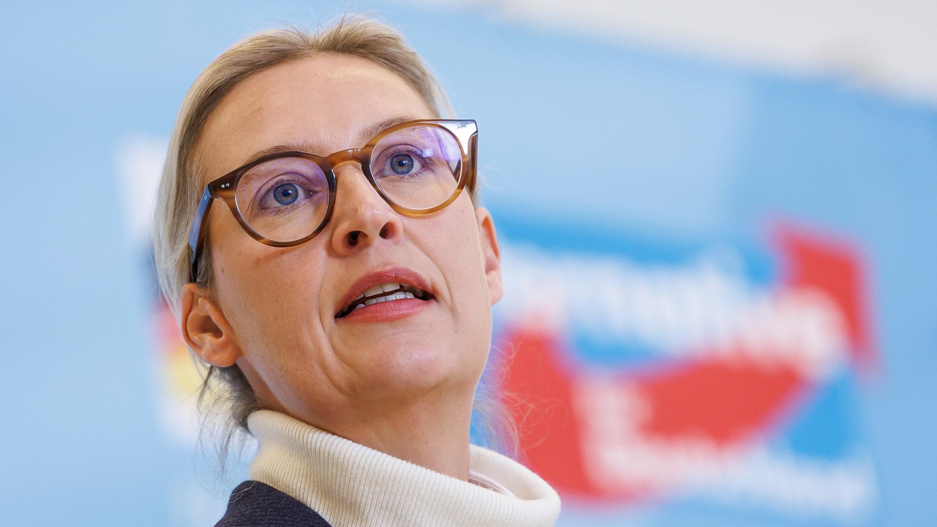 Alice Weidel (AfD), bei einem Statement der AfD am 22.09.25 in Berlin. | Andreas Gora