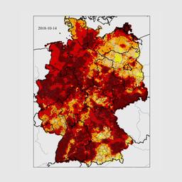 Eine Karte zeigt die Bodentrockenheit in Deutschland von Mai bis Oktober 2018.