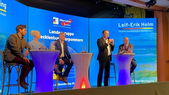AfD Wahlkampf-Veranstaltung in Schwerin.
