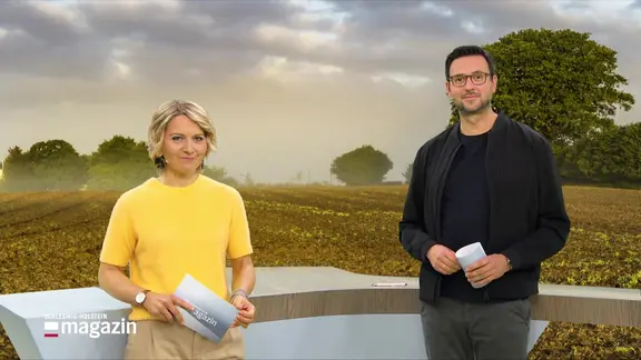 Marie-Luise Bram und Christopher Scheffelmeier moderieren das Schleswig-Holstein Magazin.