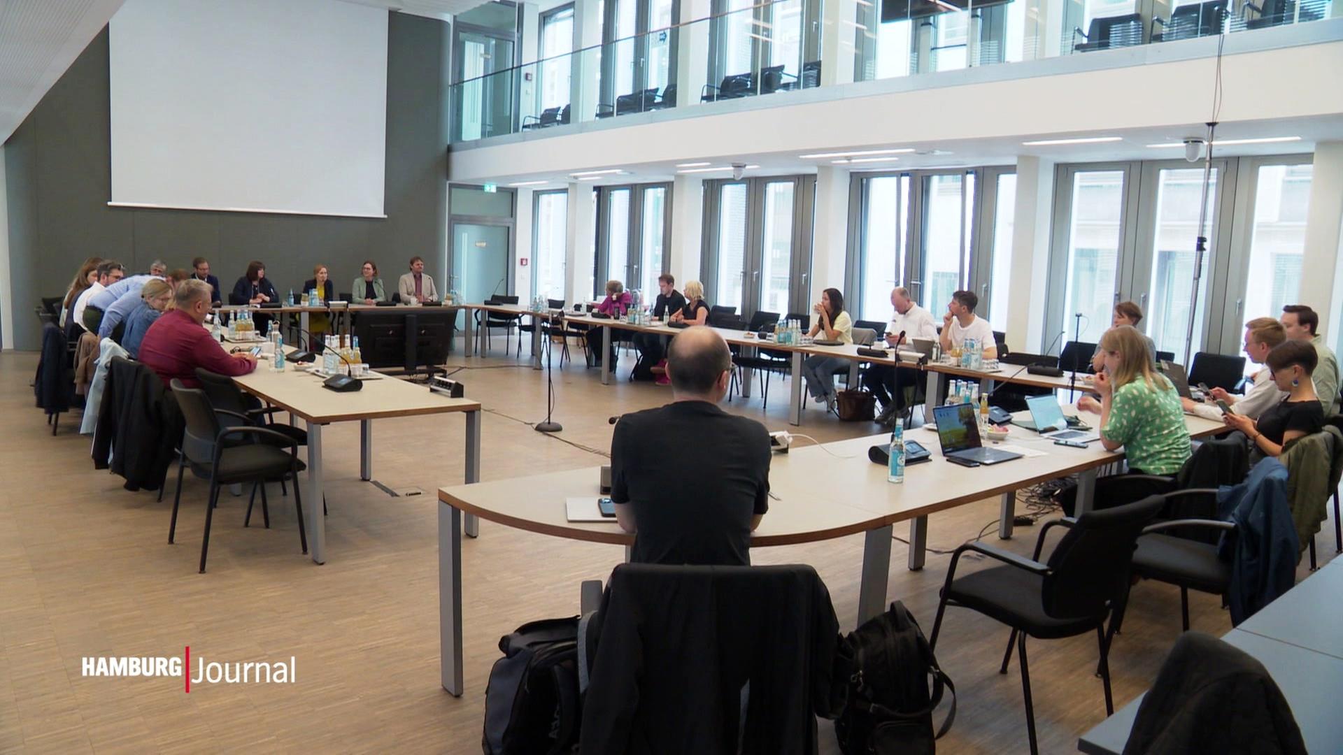 Politiker*innen sitzen in einem Konferenzraum. | Screenshot