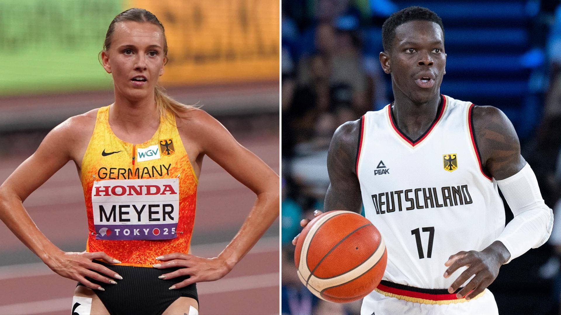 Eine Bildkombo zeigt Lea Meyer und Dennis Schröder. | picture alliance, Chai von der Laage | CHAI,  SvenSimon | Volker Essler