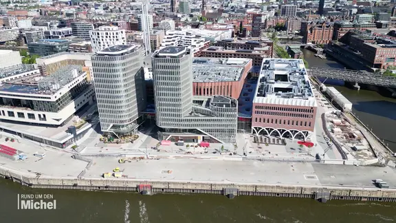 Luftaufnahme vom Hamburger Überseequartier