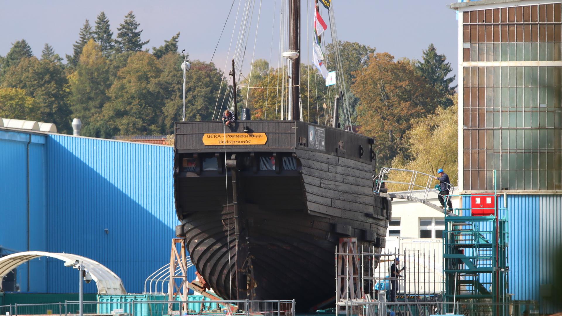 Torgelower Pommernkogge "UCRA" in Peenewerft Wolgast