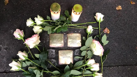 Stolpersteine, die an ein jüdisches Ehepaar in Hamburg-Eimsbüttel erinnern.