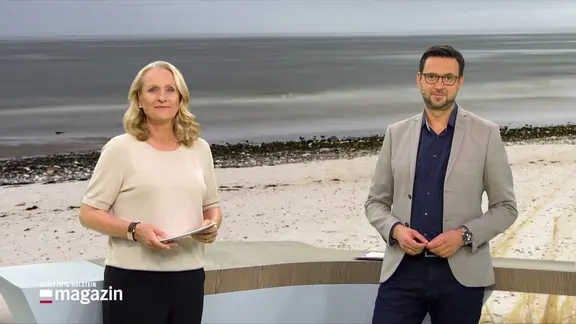 Harriet Heise und Christohper Scheffelmaier moderieren das Schleswig-Holstein Magazin.