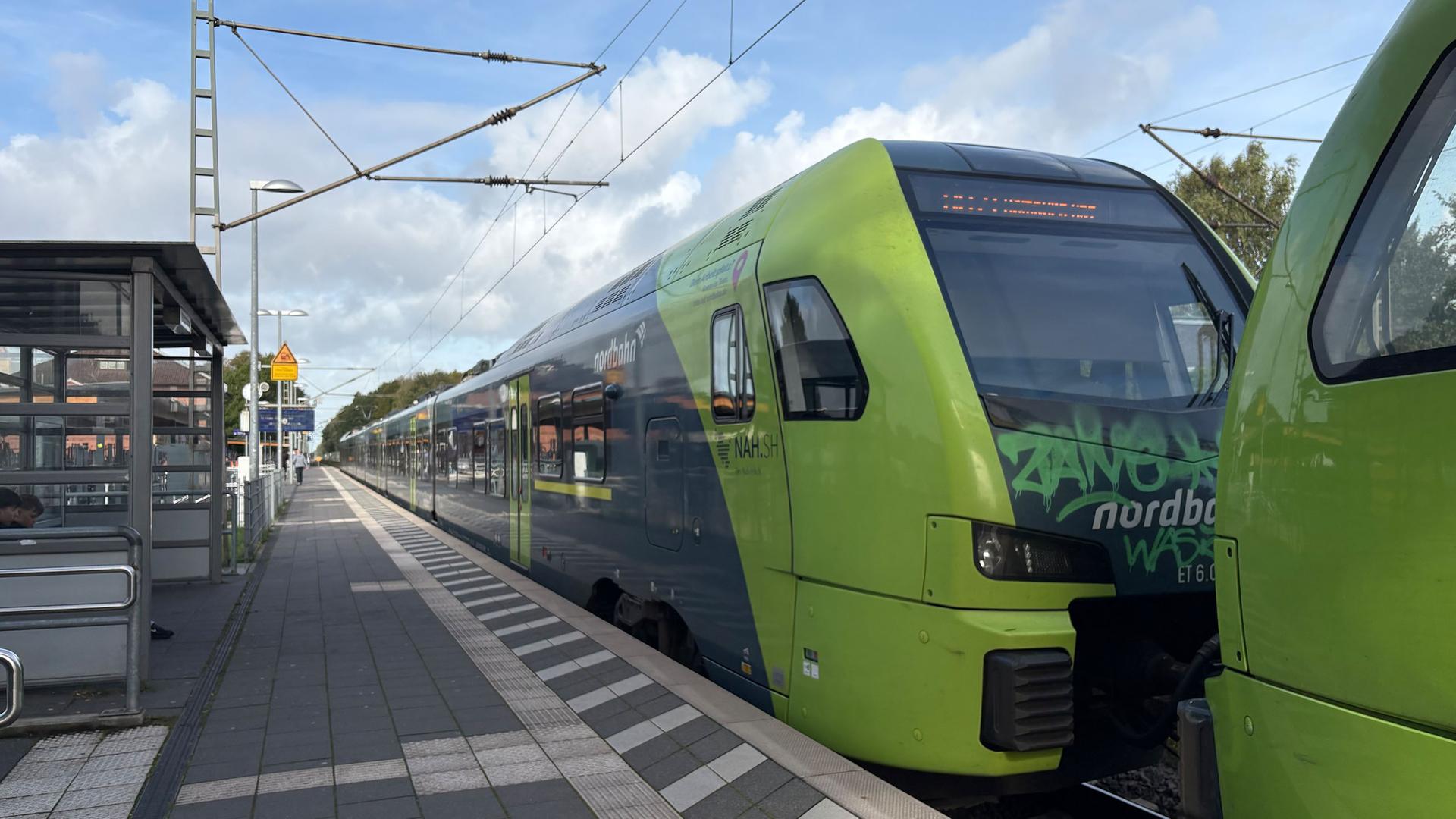 Nordbahn Richtung Hamburg Hauptbahnhof an der Haltestelle Tornesch. | NDR, Paola Mester
