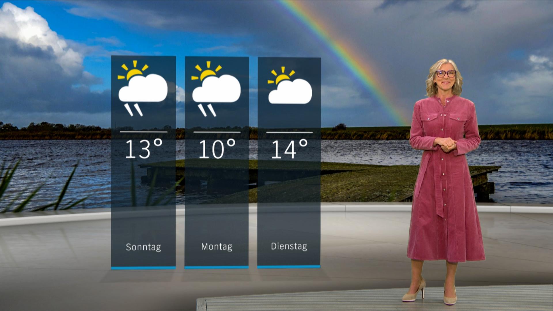 NDR Schleswig-Holstein Moderatorin Meike von der Goltz im Studio mit der Wettervorhersage. | NDR, NDR Screenshot