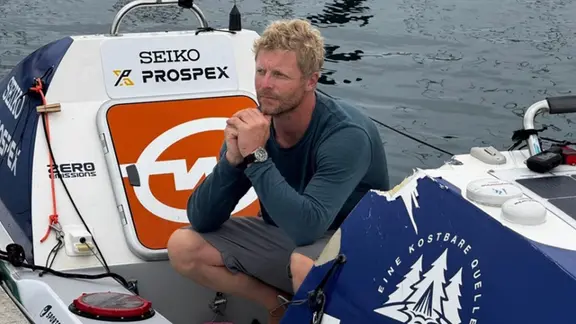 Extremsportler Michael Walther bei seiner Atlantik-Überquerung.