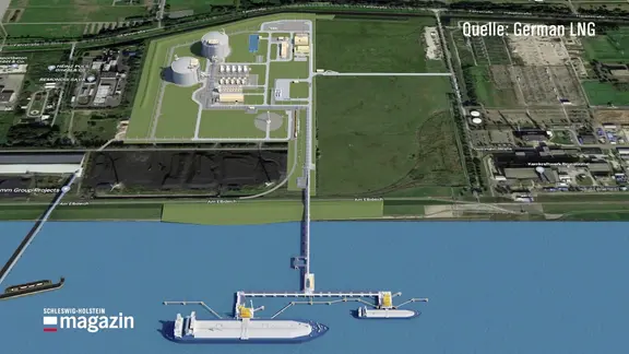 Eine Grafik zeigt das geplante LNG-Terminal in Brunsbüttel.