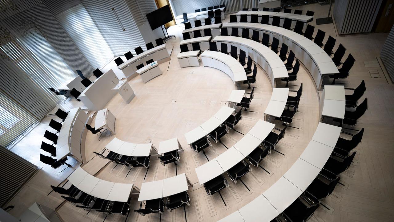 Der Saal des Landtags von Mecklenburg-Vorpommern.