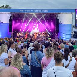 Zahlreiche Menschen blicken auf eine Bühne beim NDR Festival in Bad Bramstedt.