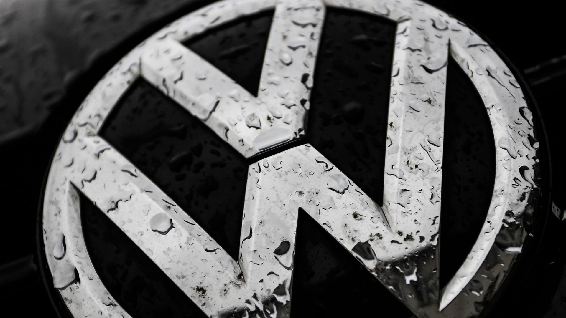 Regentropfen laufen über ein Log von VW | picture alliance / NurPhoto, Jakub Porzycki
