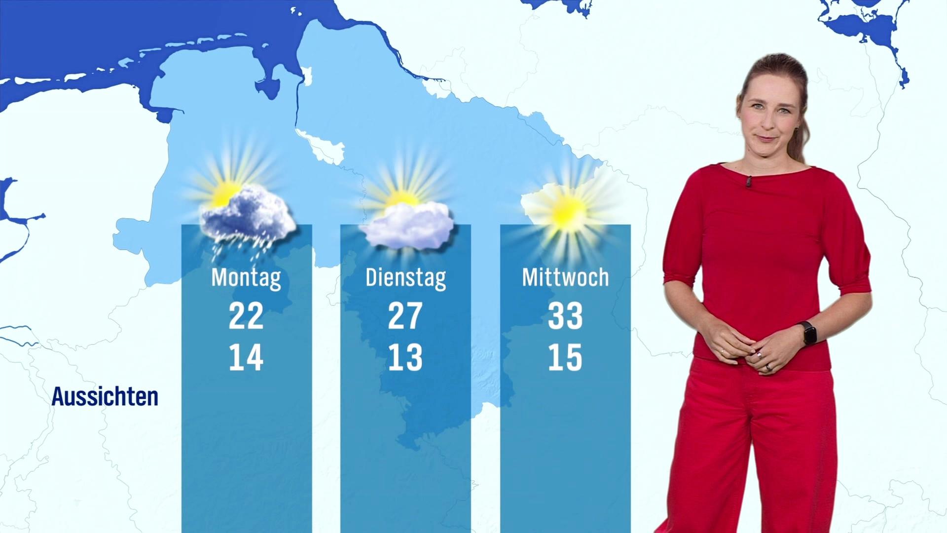 Pila Bossmann moderiert das Wetter.  | Screenshot