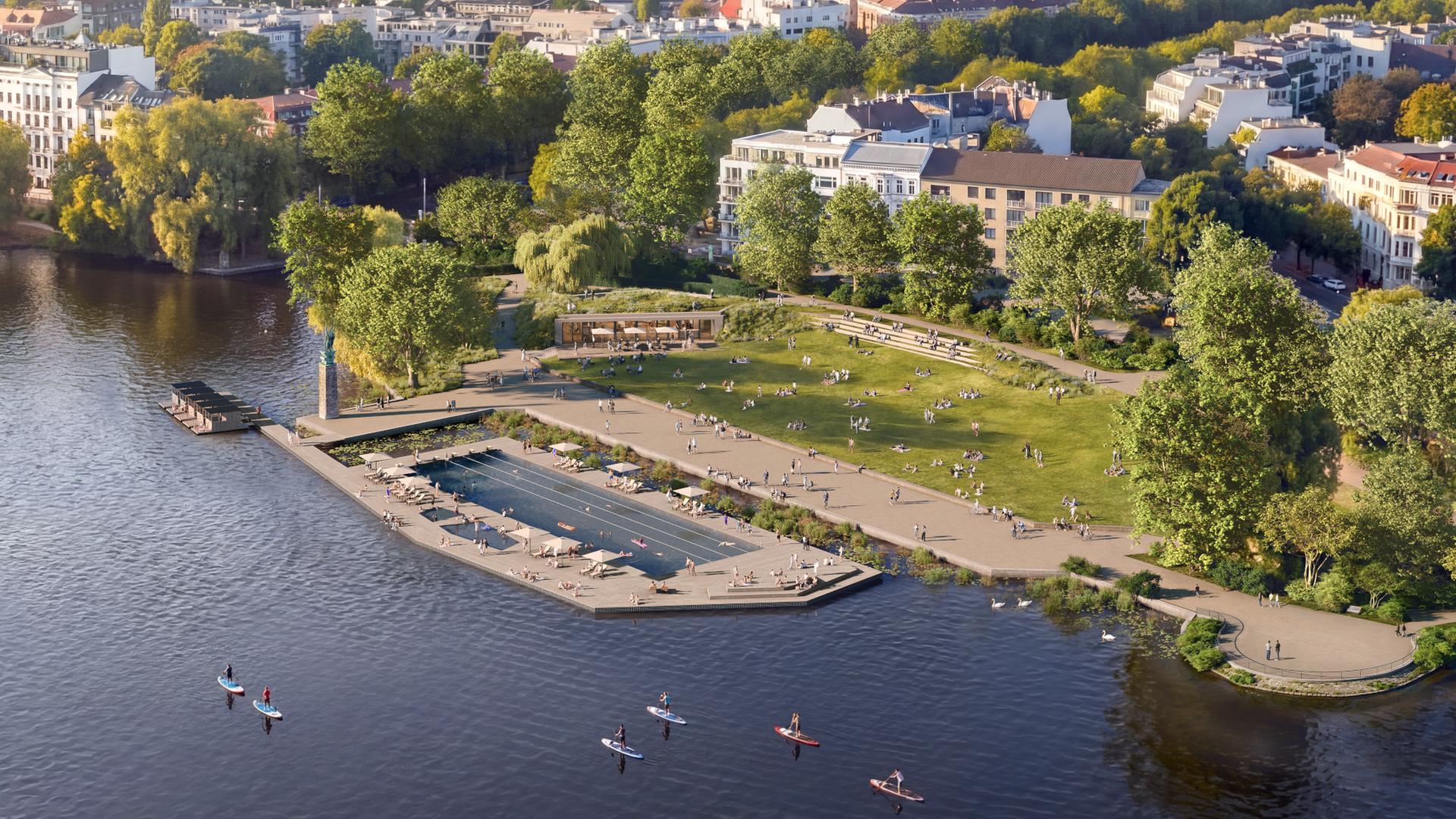 Naturbad in der Alster: Entwürfe für Badestelle am Schwanenwik vorgestellt