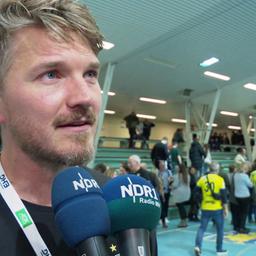 Der Trainer des HC Empor Rostock, Nicolj Andersson, im Interview nach dem Spiel