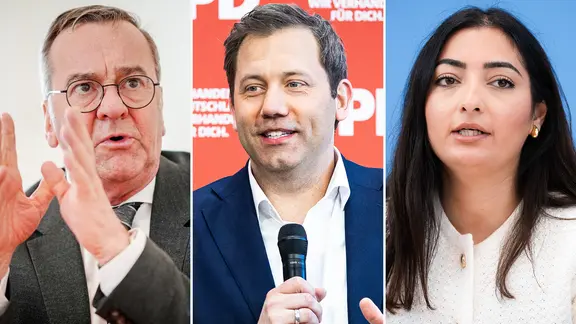 Die neuen SPD-Minister Boris Pistorius, Lars Klingbeil und Reem Alabali-Radovan.