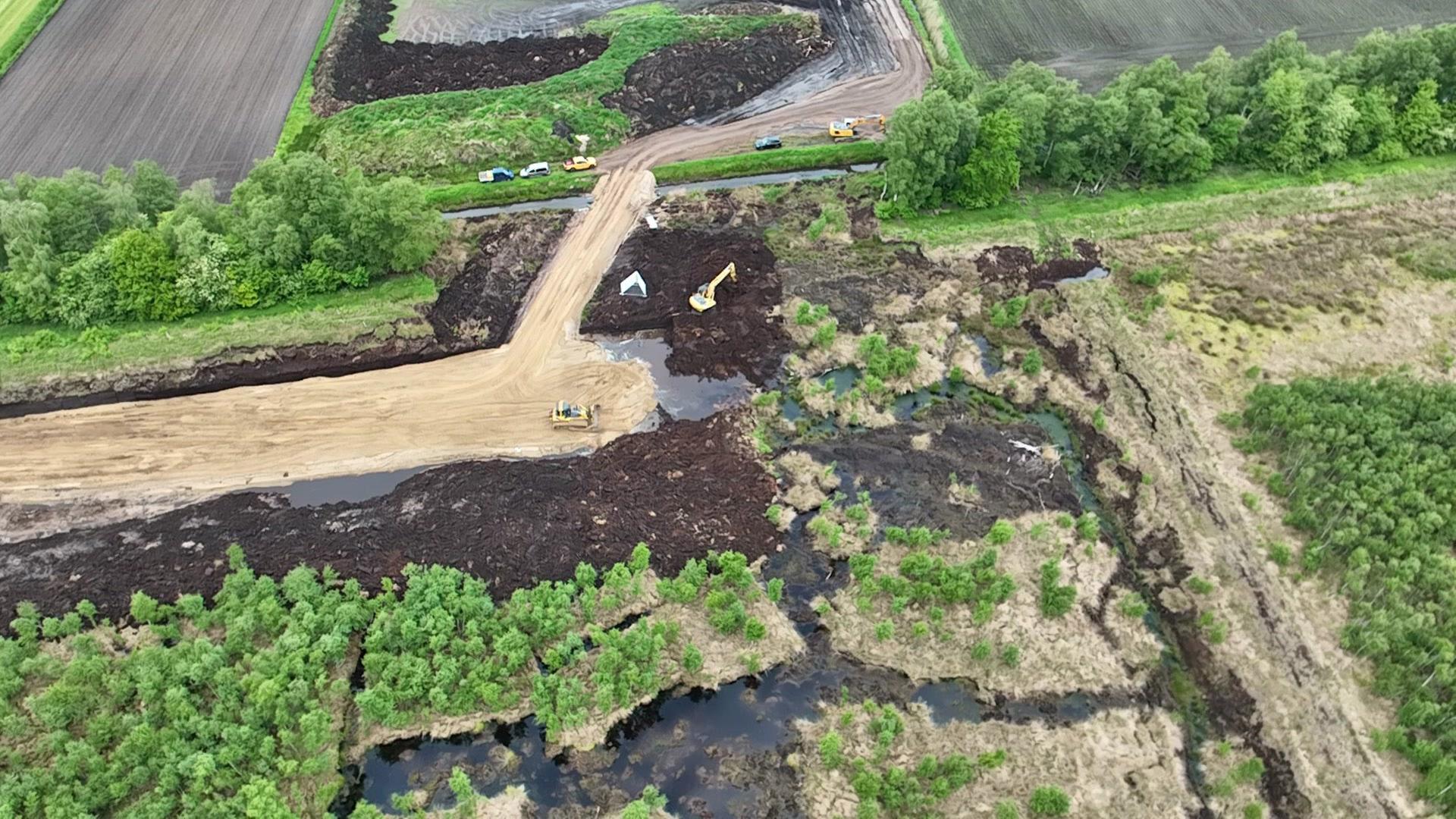 Baustelle am geplatzten Moor in Geeste von oben | Staatliche Moorverwaltung Weser-Ems