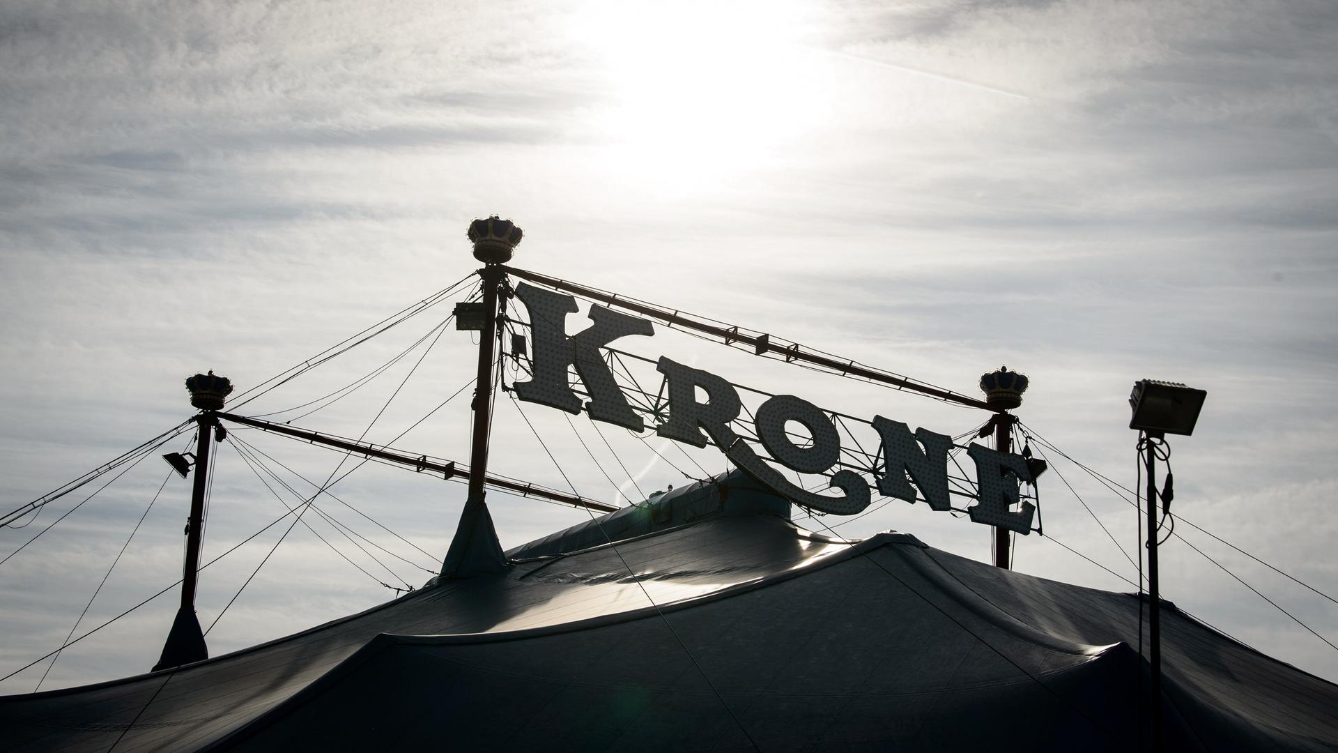 Tierschutz-Aktivisten klettern auf Circus-Krone-Zelt