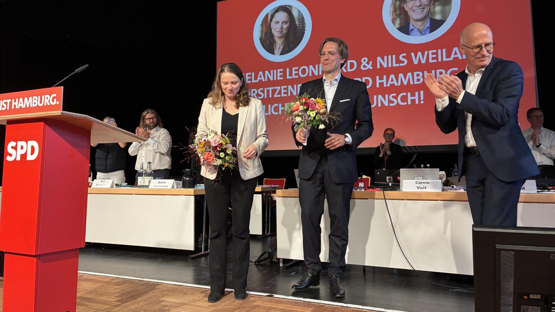 Leonhard und Weiland als Vorsitzende der Hamburger SPD wiedergewählt