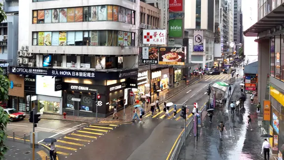 Eine Straßenszene in Honkong.